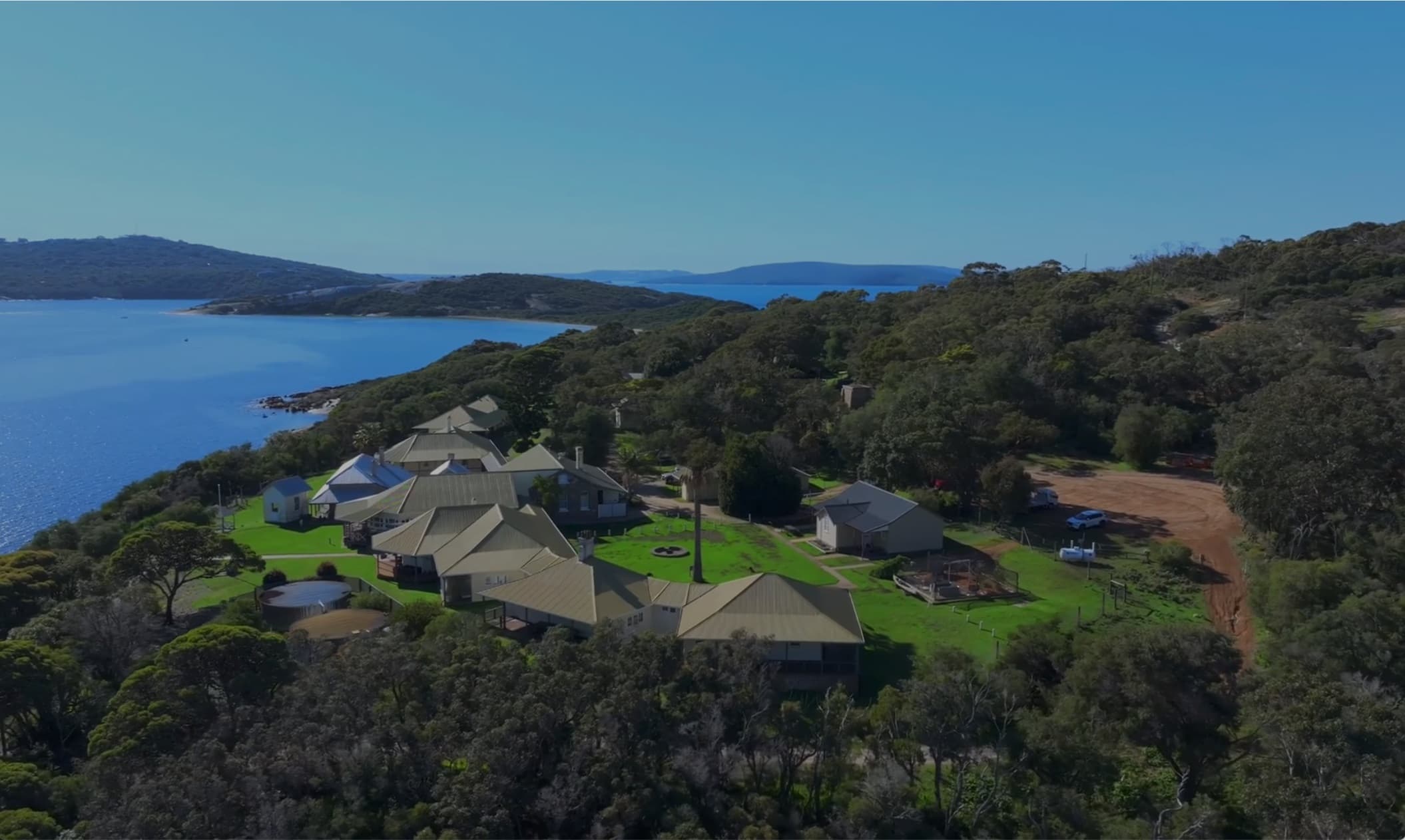Camp Quaranup buildings beside Princess Royal Harbour in Albany